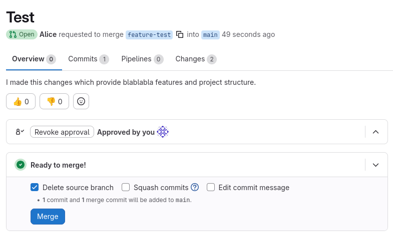 Approving Merge Request on GitLab Web UI